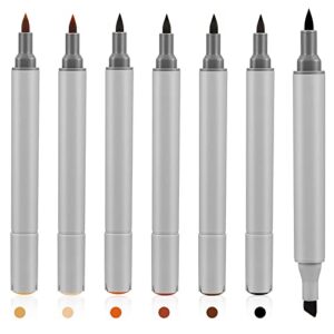 6 pack dual tip leather dye marker pens leather touch up pen shoe marker leather flow leather marking pen for furniture scratches shoe repair kit paint marking, 6 colors