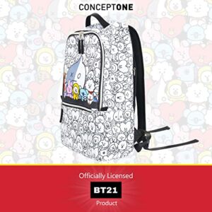 Concept One BT21 LINE FRIENDS 12 Inch Sleeve Laptop Backpack, Padded Computer School Bag, Multi, One Size