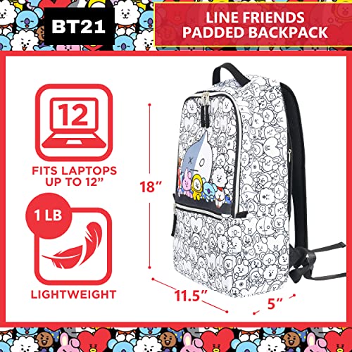 Concept One BT21 LINE FRIENDS 12 Inch Sleeve Laptop Backpack, Padded Computer School Bag, Multi, One Size