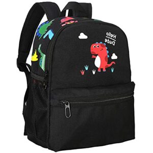 kids toddler backpack boys with strap dinosaur blue kindergarten leash bookbag (black-11)