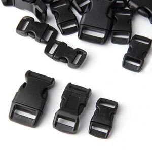 5/8, 1/2, and 3/8 inch(20 Each) Black Plastic Contoured Side Release Buckles for Paracord Bracelets-60pcs