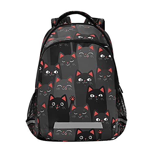 xigua Black Cat Print Backpack Casual Daypacks Outdoor Sports Rucksack School Shoulder Bag for Boys Girls Teens