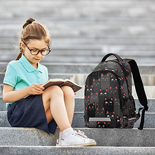 xigua Black Cat Print Backpack Casual Daypacks Outdoor Sports Rucksack School Shoulder Bag for Boys Girls Teens