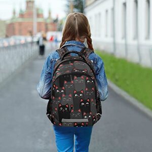 xigua Black Cat Print Backpack Casual Daypacks Outdoor Sports Rucksack School Shoulder Bag for Boys Girls Teens