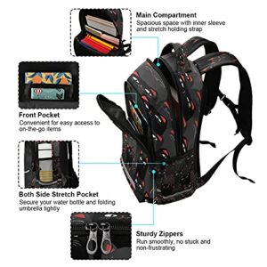 xigua Black Cat Print Backpack Casual Daypacks Outdoor Sports Rucksack School Shoulder Bag for Boys Girls Teens