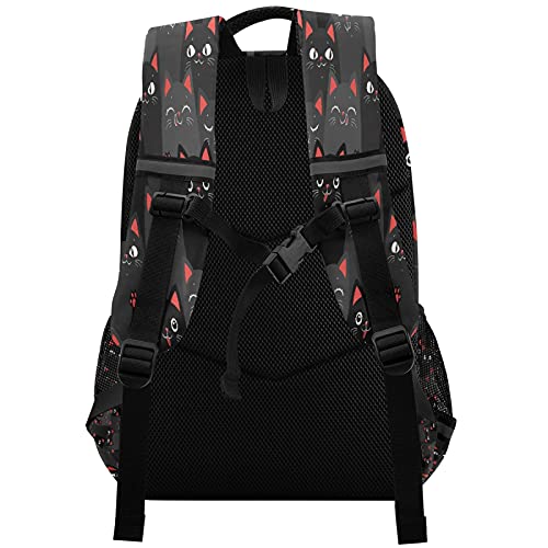 xigua Black Cat Print Backpack Casual Daypacks Outdoor Sports Rucksack School Shoulder Bag for Boys Girls Teens