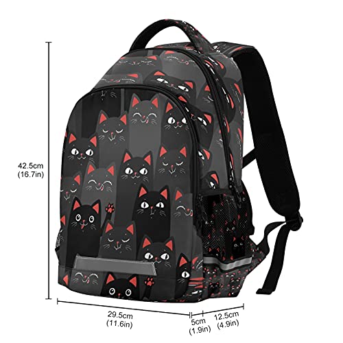 xigua Black Cat Print Backpack Casual Daypacks Outdoor Sports Rucksack School Shoulder Bag for Boys Girls Teens