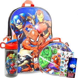 avengers backpack with lunch box set – avengers backpack for boys 4-6, avengers lunch box, water bottle, stickers, more | marvel avengers backpack for boys