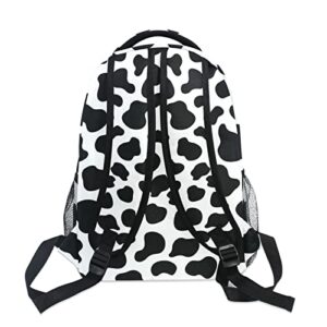 LAMISTY Girls School Bags Kids Backpack for Boys Girls Elementary Preschool School Bag Toddler Book Bags Water Resistant Casual Daypack for Travel with Bottle Side Pockets( Black Cow Backpack)