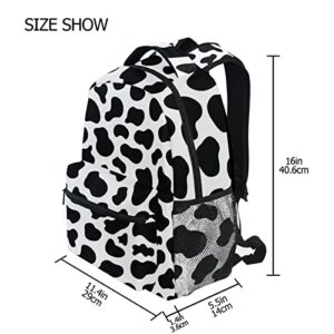 LAMISTY Girls School Bags Kids Backpack for Boys Girls Elementary Preschool School Bag Toddler Book Bags Water Resistant Casual Daypack for Travel with Bottle Side Pockets( Black Cow Backpack)