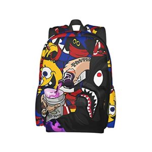 vkaxopt backpack shark teeth camo backpacks travel laptop daypack big capacity bookbag fashion durable for men and women, one size