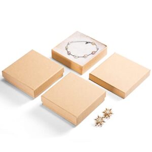 mesha cardboard jewelry gift boxes for shipping, small gift box wtih lids for necklace ring bracelet earring with cotton filled and lids,jewelry box bulk brown 3.5×3.5×1 inch 20 pieces