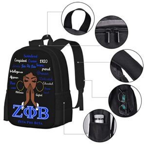 Sorority Gifts Large Backpack Personalized Laptop Ipad Tablet Travel, Black