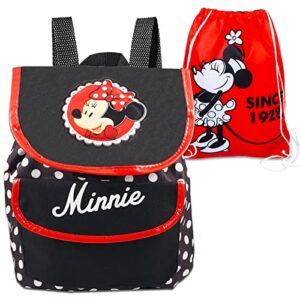 fast forward minnie mouse backpack for girls set – 2 pack bundle with 12” minnie mouse preschool mini backpack and minnie drawstring bag | minnie backpack
