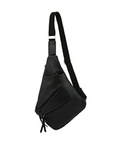 fashion sling bag crossbody vegan leather daypack men women by metro muse (black)