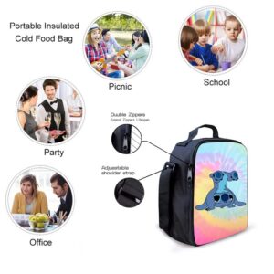 17 Inch Cartoon Backpack Girl Stitch Daypack Teens Bookbag with Travel Bag, Lunchbag, Pencilbox for Boy College Office Picnic Travel