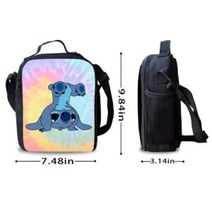 17 Inch Cartoon Backpack Girl Stitch Daypack Teens Bookbag with Travel Bag, Lunchbag, Pencilbox for Boy College Office Picnic Travel