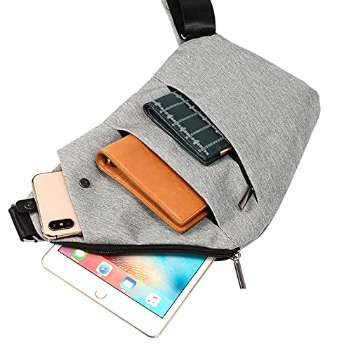 SUNSEATON Sling Bag Crossbody Shoulder Chest Back Pack, Anti-Theft Waterproof Shoulder Backpack for Cycling Walking Hiking (Gray)