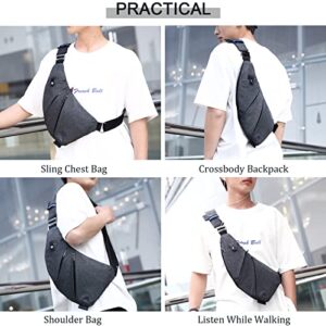 Qidelong Sling Bag- Anti-Theft Chest Shoulder Backpack Crossbody Bag, Lightweight Personal Pocket Bag for Men Women (Dark Grey)