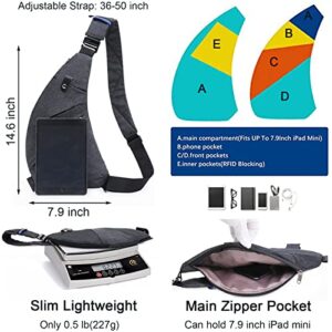 Qidelong Sling Bag- Anti-Theft Chest Shoulder Backpack Crossbody Bag, Lightweight Personal Pocket Bag for Men Women (Dark Grey)