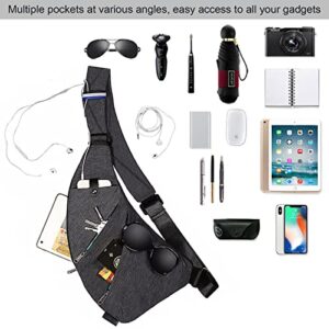 Qidelong Sling Bag- Anti-Theft Chest Shoulder Backpack Crossbody Bag, Lightweight Personal Pocket Bag for Men Women (Dark Grey)