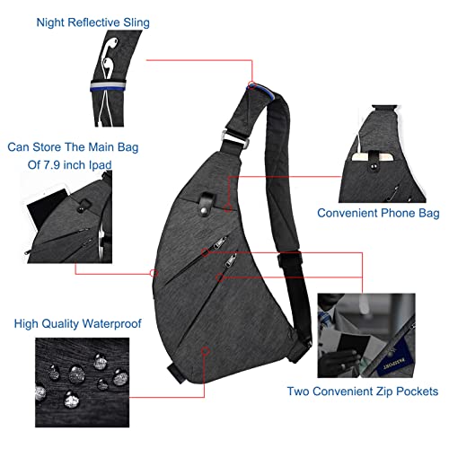 Qidelong Sling Bag- Anti-Theft Chest Shoulder Backpack Crossbody Bag, Lightweight Personal Pocket Bag for Men Women (Dark Grey)