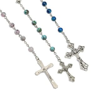 Juvale 12 Pack Catholic Rosary Necklaces for Men and Women, 6 Bead Colors, Assorted Pendants