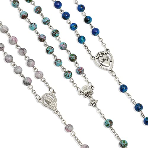 Juvale 12 Pack Catholic Rosary Necklaces for Men and Women, 6 Bead Colors, Assorted Pendants