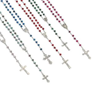 Juvale 12 Pack Catholic Rosary Necklaces for Men and Women, 6 Bead Colors, Assorted Pendants