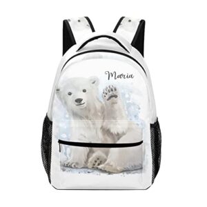 eiis cute polar bear say hello personalized school backpack for teen kid-boy /girl primary daypack travel bookbag, one size (p22889)