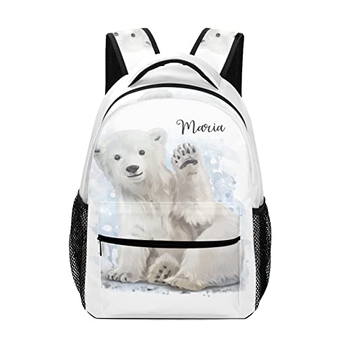 Eiis Cute Polar Bear Say Hello Personalized School Backpack for Teen Kid-Boy /Girl Primary Daypack Travel Bookbag, One Size (P22889)