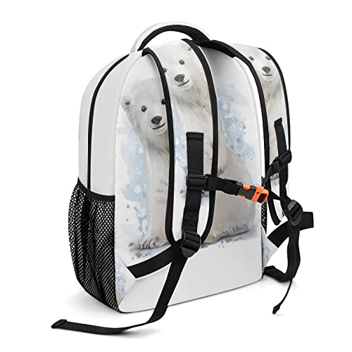 Eiis Cute Polar Bear Say Hello Personalized School Backpack for Teen Kid-Boy /Girl Primary Daypack Travel Bookbag, One Size (P22889)