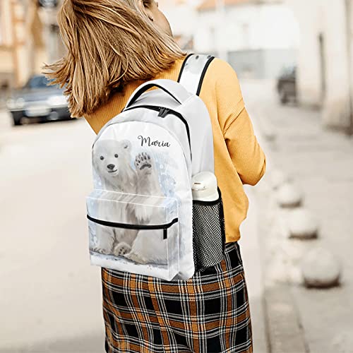 Eiis Cute Polar Bear Say Hello Personalized School Backpack for Teen Kid-Boy /Girl Primary Daypack Travel Bookbag, One Size (P22889)