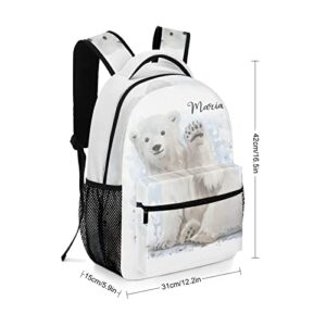 Eiis Cute Polar Bear Say Hello Personalized School Backpack for Teen Kid-Boy /Girl Primary Daypack Travel Bookbag, One Size (P22889)