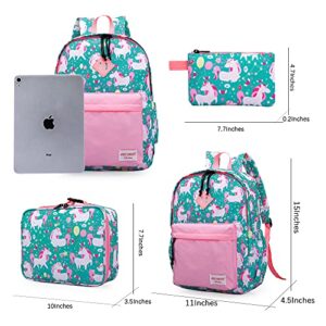 NICE CHOICE Preschool Backpack Kindergarten Elementary School Toddler Backpacks With Lunch Bag Pencil Case Set for Boys and Girls (Cute Unicorn) One Size