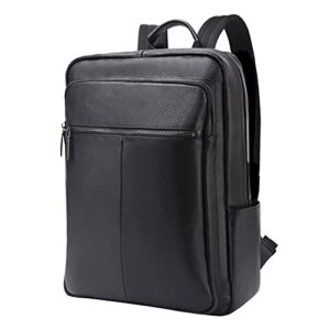 leathario men’s backpack genuine leather laptop backpack 16 inch luxurious vintage large capacity business retro travel duffle bag overnight weekender daypack (black-55)