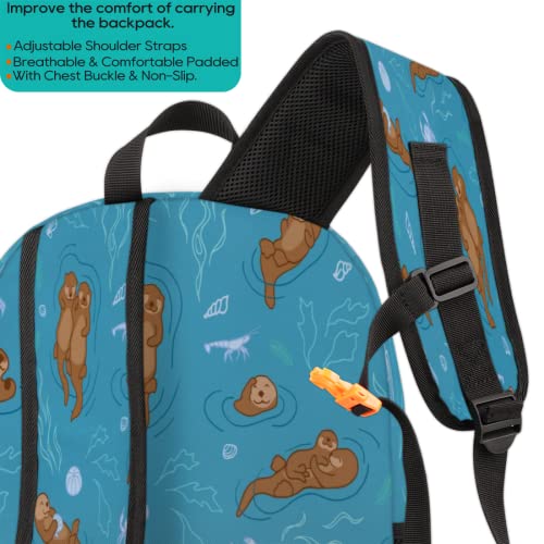 TropicalLife Sea Animal Otter School Backpack for Men Women, Laptop Backpack Bookbag for Students College Business Travel with Chest Strap 16.7 Inch