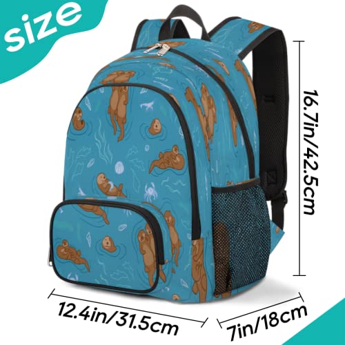 TropicalLife Sea Animal Otter School Backpack for Men Women, Laptop Backpack Bookbag for Students College Business Travel with Chest Strap 16.7 Inch