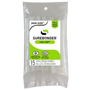 surebonder cs15 coolshot low temp glue sticks, 4″, 15 per pack (fprcs15)