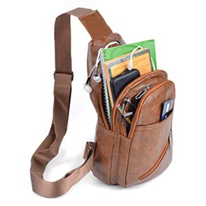 WESTEND Crossbody Leather Sling Bag Backpack with Adjustable Strap