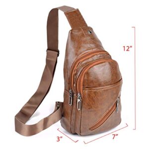 WESTEND Crossbody Leather Sling Bag Backpack with Adjustable Strap