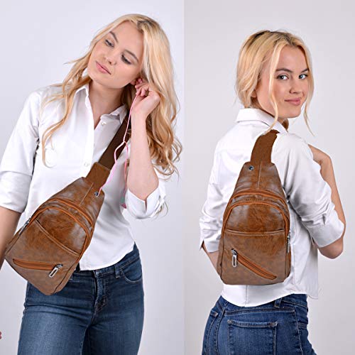 WESTEND Crossbody Leather Sling Bag Backpack with Adjustable Strap