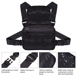 MJNUONE Outdoor Chest Bag For Men，Tactical Chest pack with Reflective, Lightweight Utility Chest Rig Bag with Extra Storage for Running Climb Cycling Hiking