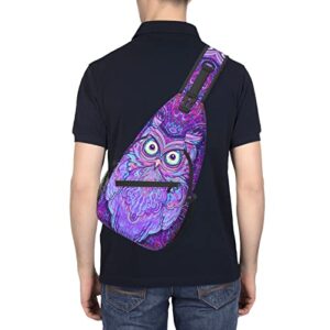Owl with Psychedelic Pattern Sling Bag Light Shoulder Bag, Travel Backpacks Crossbody Bags for Women Men