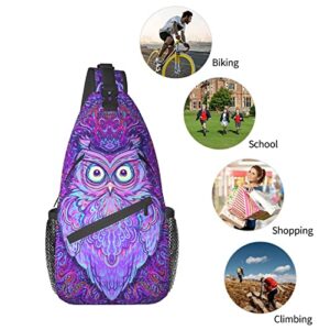 Owl with Psychedelic Pattern Sling Bag Light Shoulder Bag, Travel Backpacks Crossbody Bags for Women Men