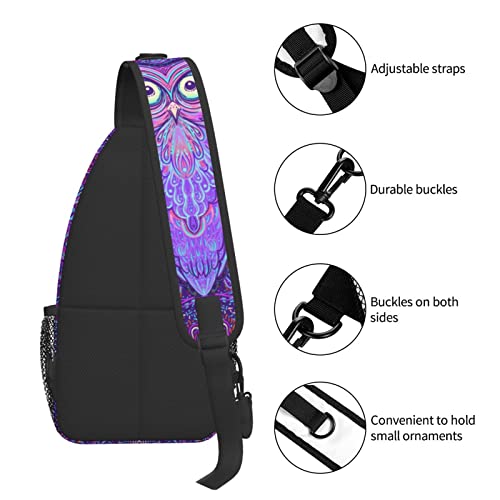 Owl with Psychedelic Pattern Sling Bag Light Shoulder Bag, Travel Backpacks Crossbody Bags for Women Men