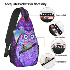 Owl with Psychedelic Pattern Sling Bag Light Shoulder Bag, Travel Backpacks Crossbody Bags for Women Men