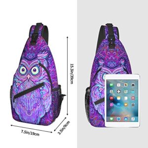 Owl with Psychedelic Pattern Sling Bag Light Shoulder Bag, Travel Backpacks Crossbody Bags for Women Men