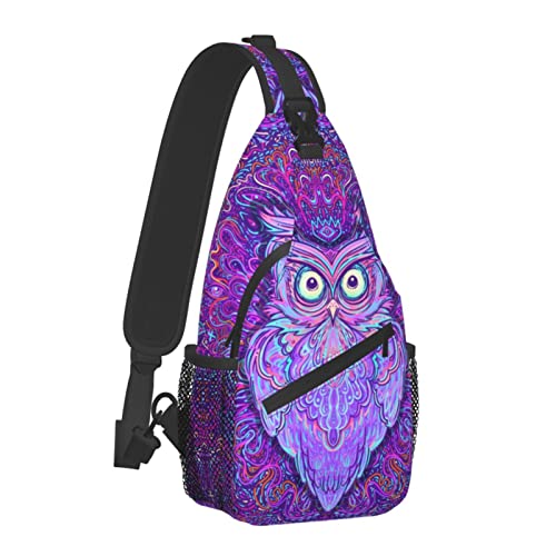 Owl with Psychedelic Pattern Sling Bag Light Shoulder Bag, Travel Backpacks Crossbody Bags for Women Men