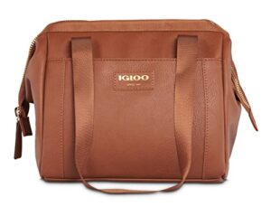 igloo 26-can premium luxe softsided dual compartment backpack, cognac